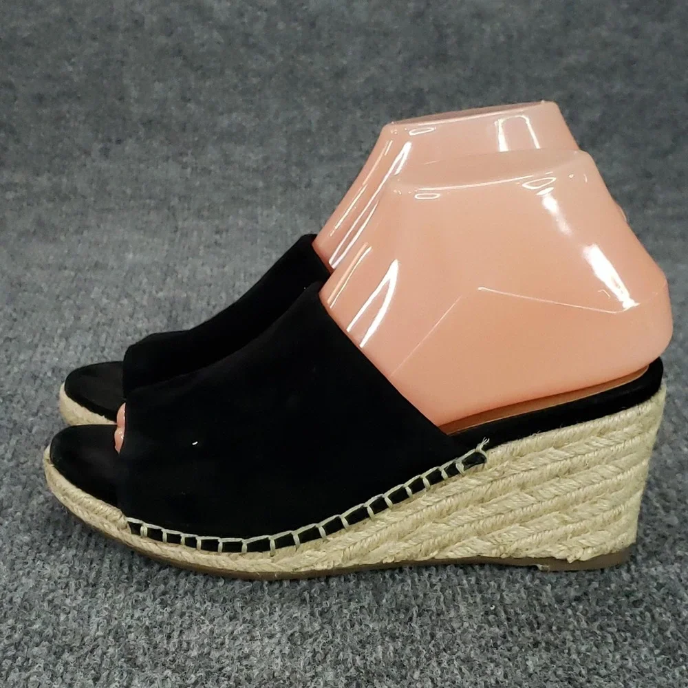 Vionic Kadyn Shoes Womens Size 6.5 Black Wedge Espadrille Slide Sandals Open Toe
